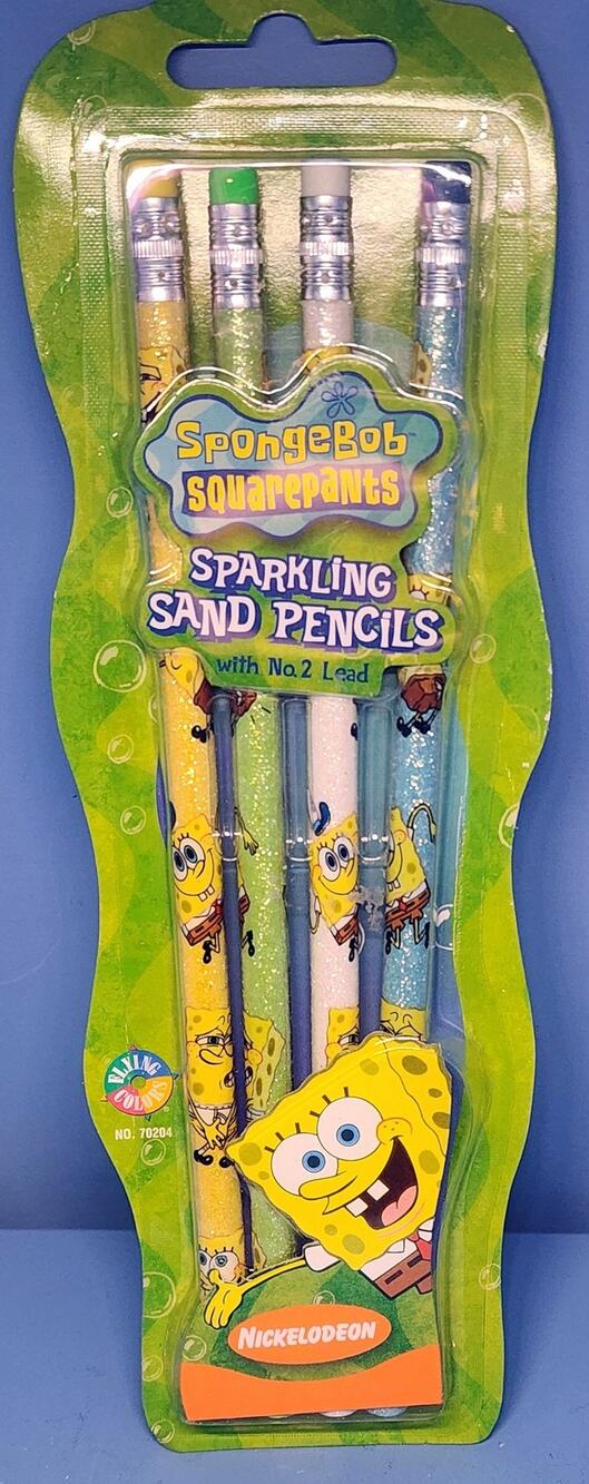 SpongeBob SquarePants Sparkling Sand Pencils No. 2 Lead Flying Colors 2001 NEW